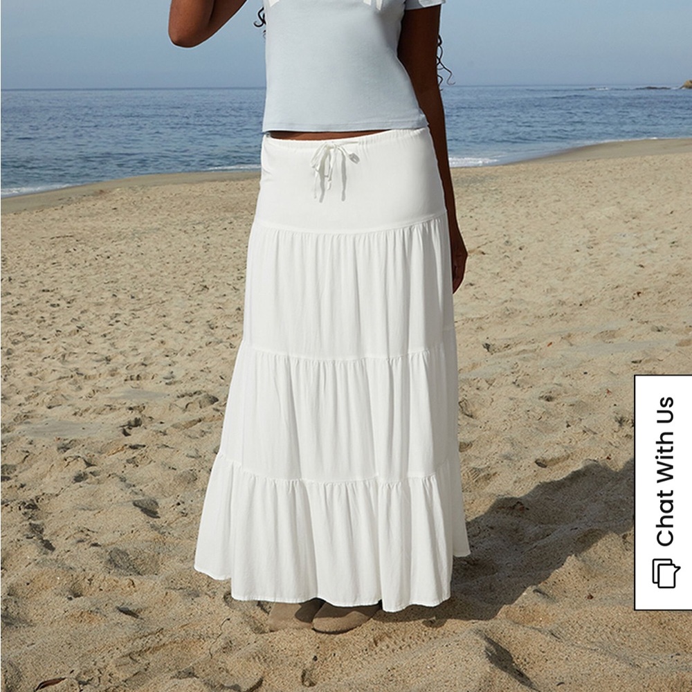John Galt White Lizzy Maxi Skirt